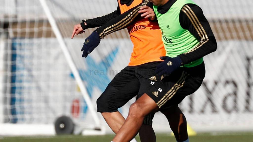 Lucas Vázquez en el último entrenamiento del año