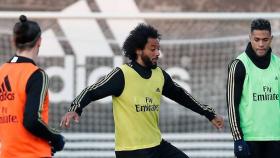 Marcelo, durante un entrenamiento del Real Madrid