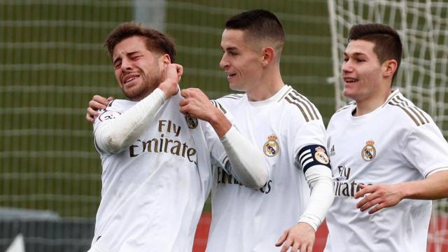 Franchu celebra un gol con el Castilla