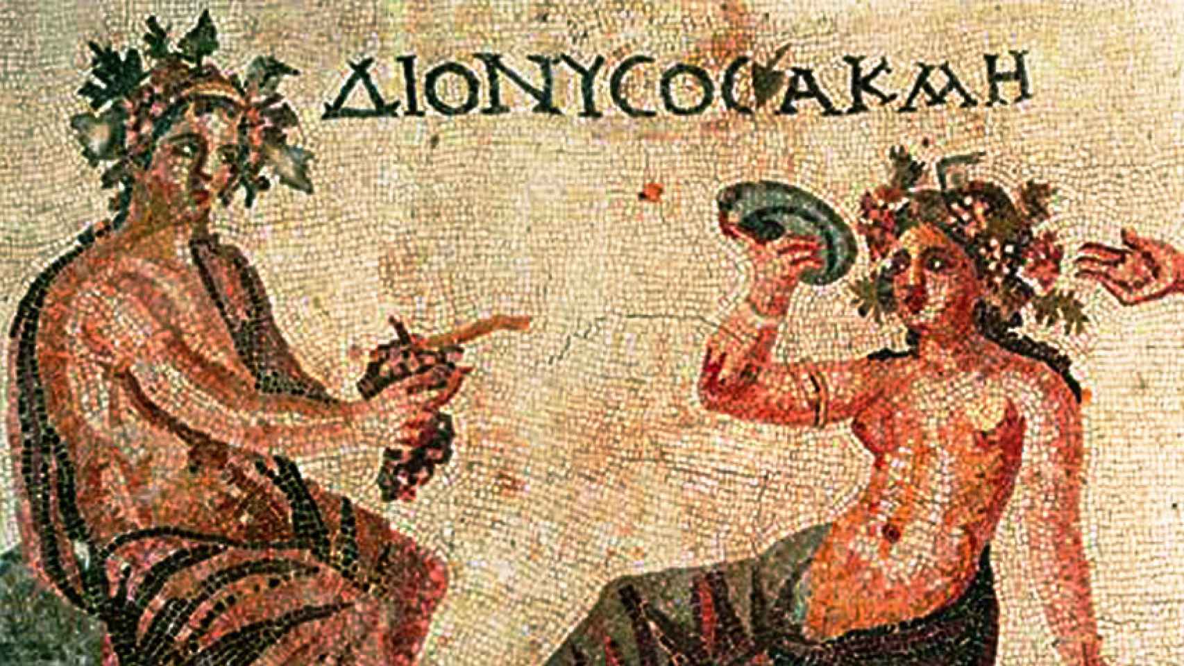Dioniso y Acmé en un mosaico en Chipre.