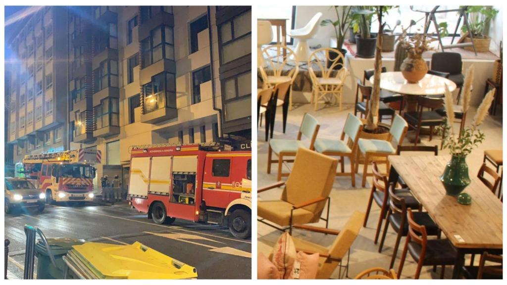 Susto en Pepita de Oliva de A Coruña: incendio de madrugada en el estudio de interiorismo