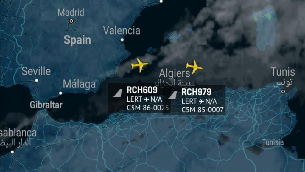 Ruta de dos aviones C5M que hicieron escala en Rota en su camino a Oriente Medio.