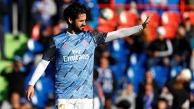 Isco Alarcón, calentando antes del partido en Getafe