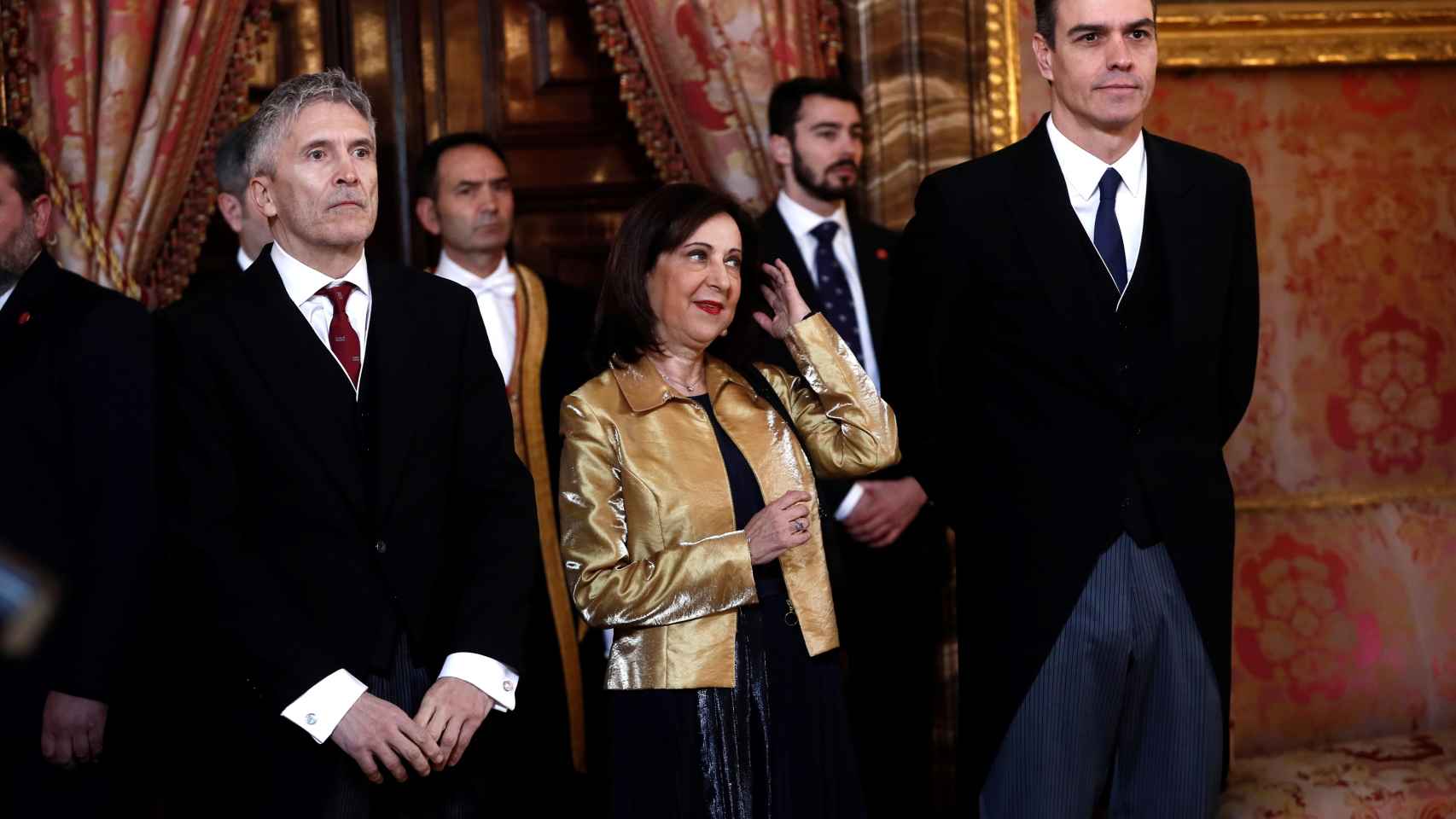 Marlaska, Margarita Robles y Pedro Sánchez, en la Pascua Militar en enero de 2020.