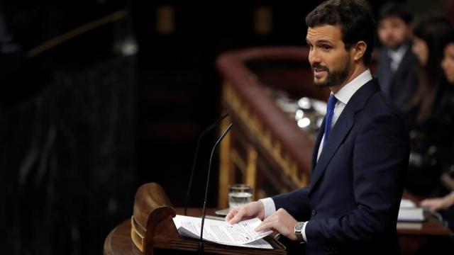 Pablo Casado durante su intervención el tercer día del debate de investidura.