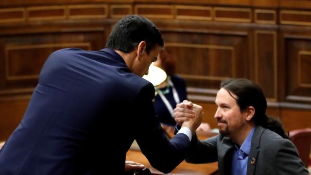 Pedro Sánchez y Pablo Iglesias en el Congreso.