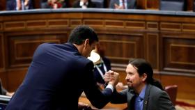 Pedro Sánchez y Pablo Iglesias en el Congreso.