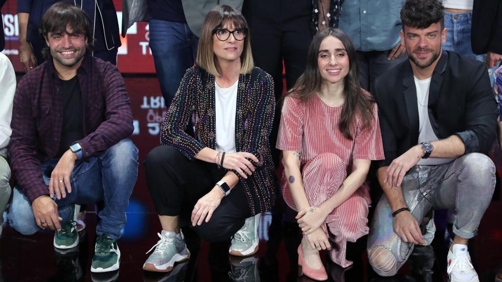 Manu Guix, Noemi Galera y Ricky durante la presentación de 'Operacion Triunfo 2020'.