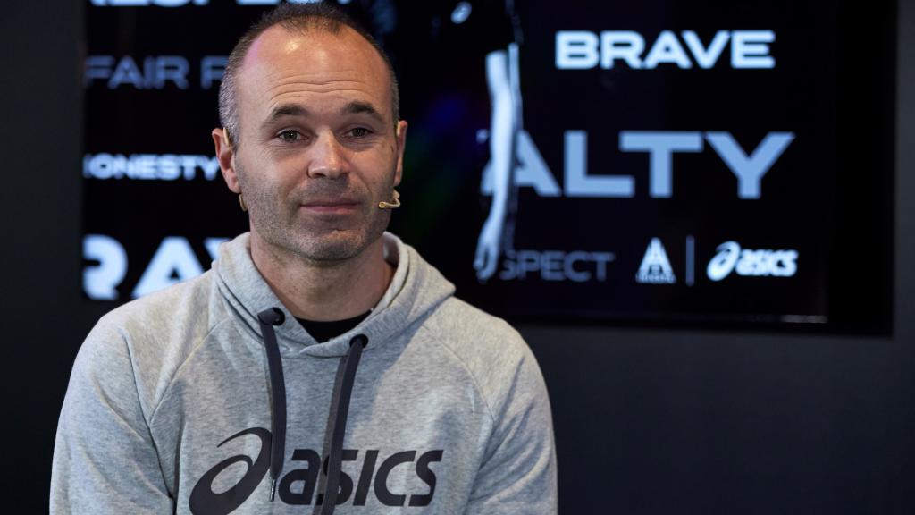 Iniesta en el acto de Asics en Barcelona