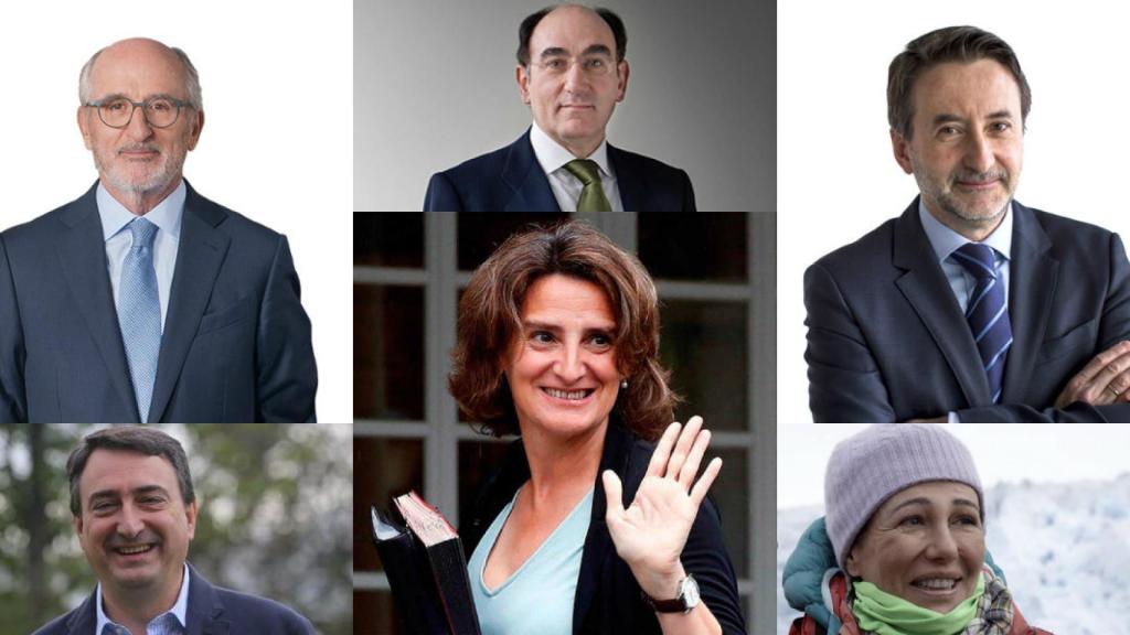 Antonio Brufau, Ignacio Galán, Josu Jon Imaz, Aitor Esteban, Teresa Ribera y Ana Botín.