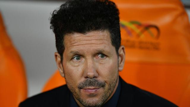 Simeone, en el banquillo del Atlético de Madrid en la Supercopa de España