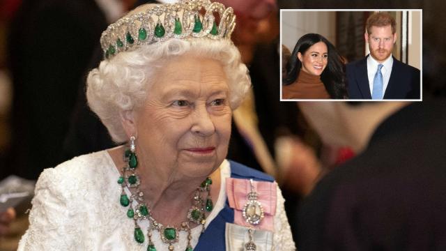 Isabel II junto a Meghan y Harry en montaje de JALEOS.