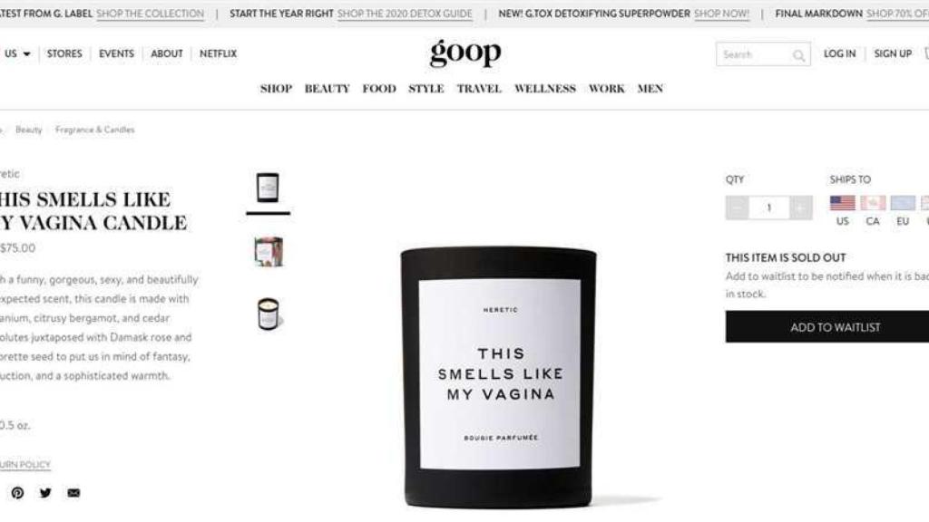 La página web 'Goop'.