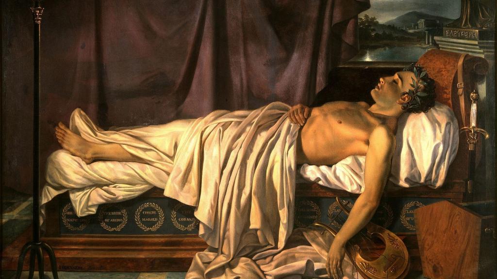 Byron en su lecho de muerte.