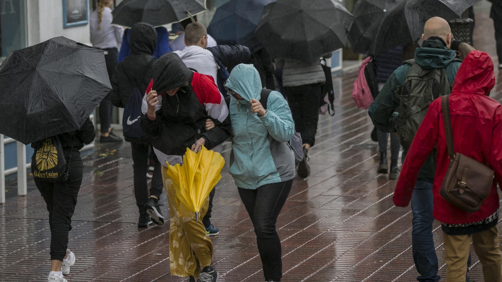 Lluvia y viento en Sevilla durante la borrasca Elsa. María José López/EP