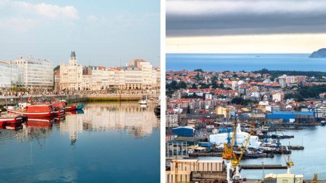 Vista de A Coruña y Vigo.