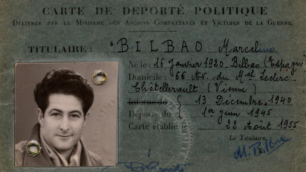 Carné de deportado de Marcelino Bilbao.