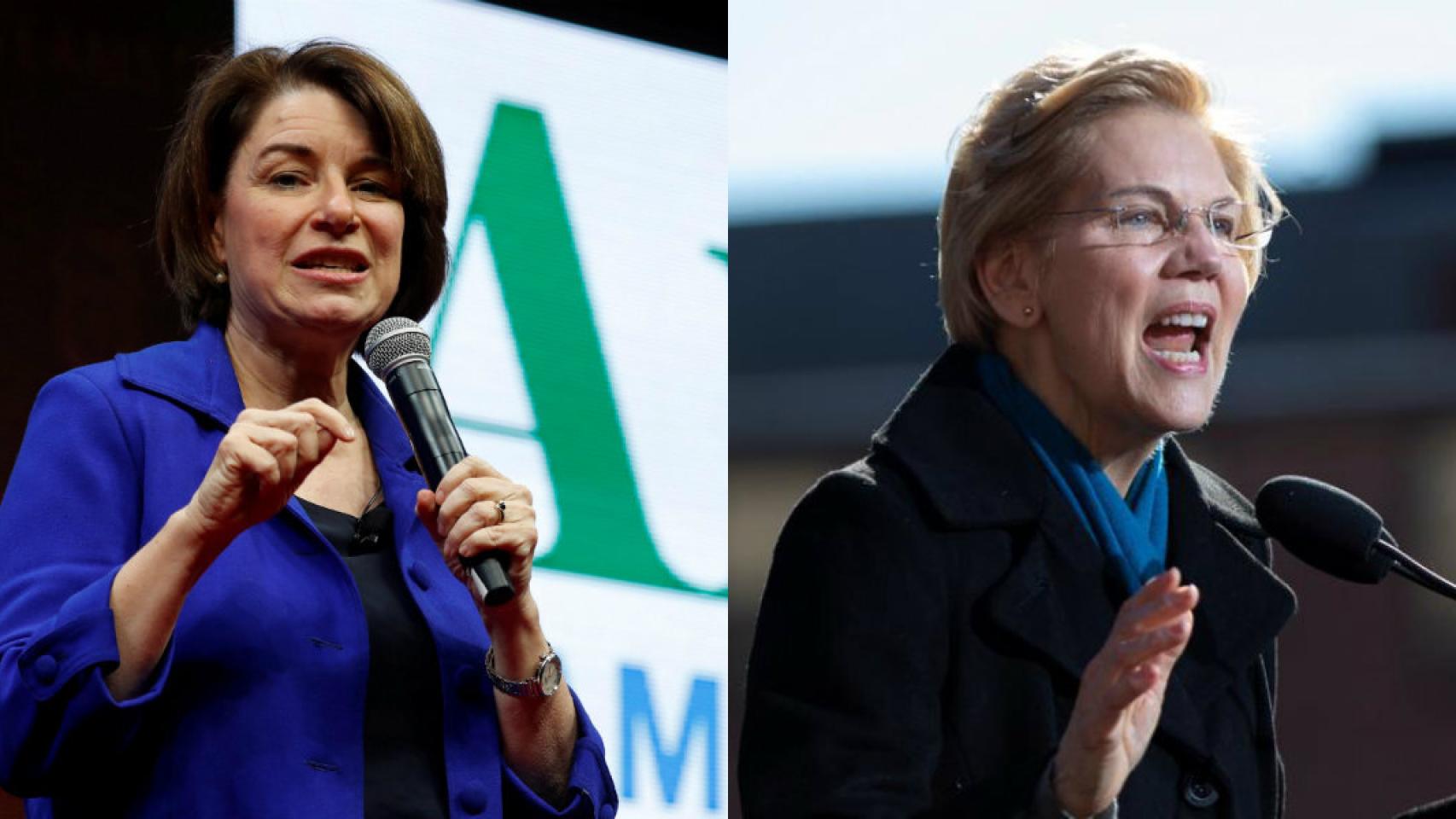 Las senadoras Amy Klobuchar y Elizabeth Warren.