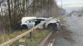 El Lamborghini de Sergio Romero, tras el accidente