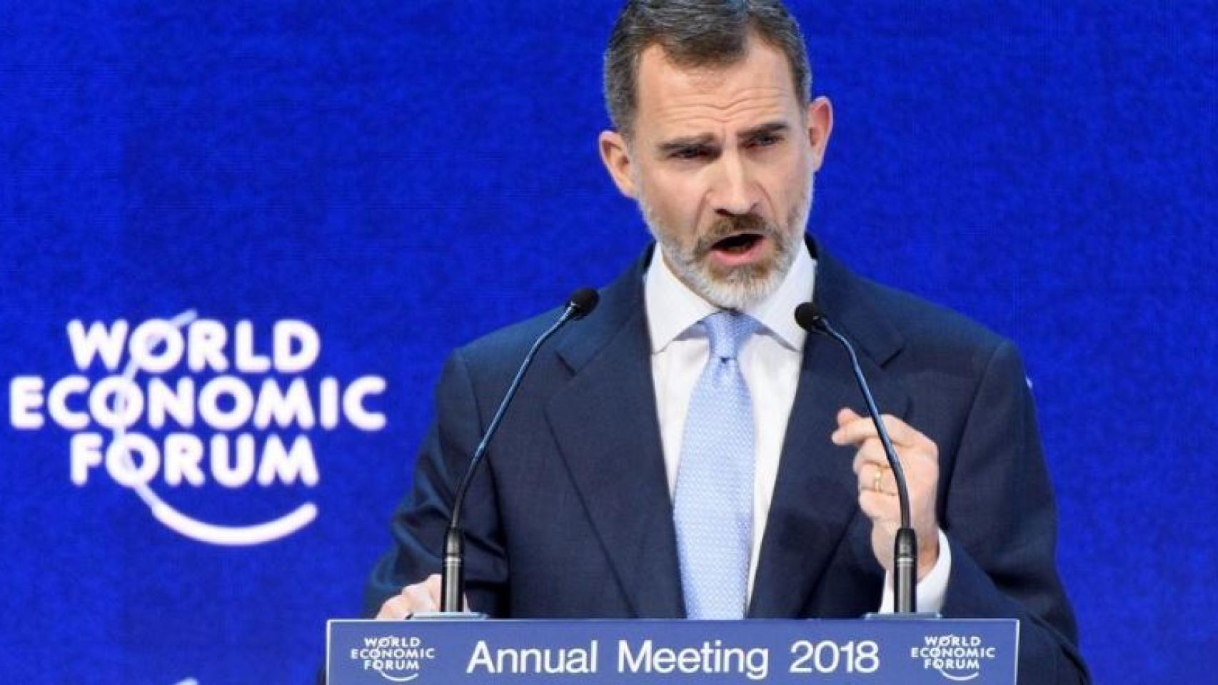 Felipe VI, durante su intervención en el Foro de Davos en 2018.