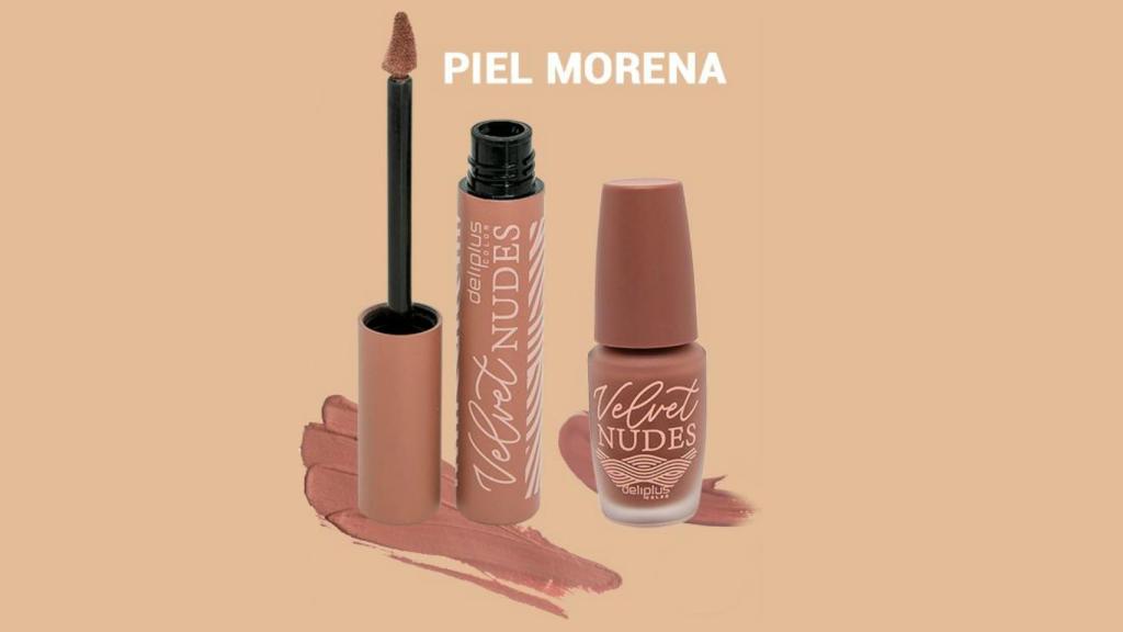 Labial y laca de uñas para pieles morenas.