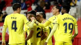 Los goles del Villarreal celebran uno de los goles del partido