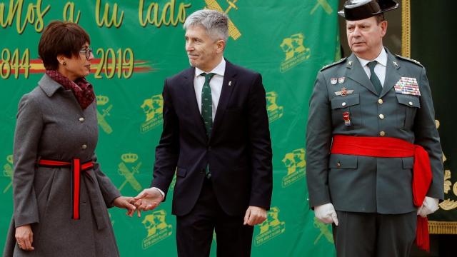 María Gámez junto al ministro Fernando Grande-Marlaska y el teniente general Laurentino Ceña.