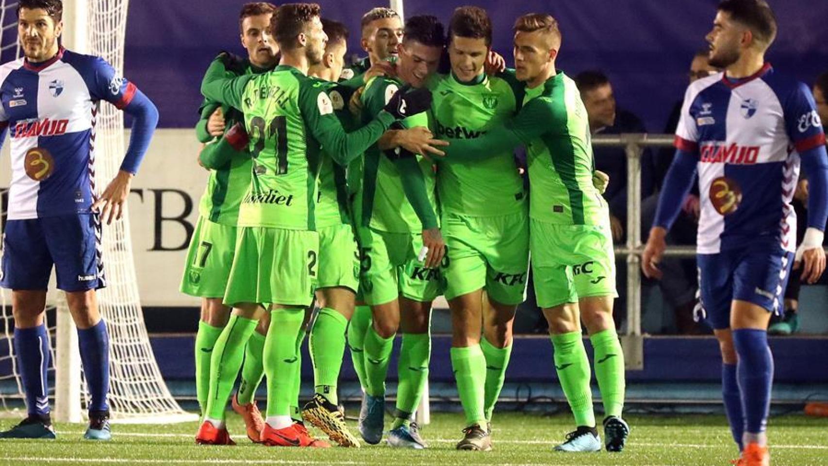 El Leganés celebra un gol en la Copa del Rey 2019/2020