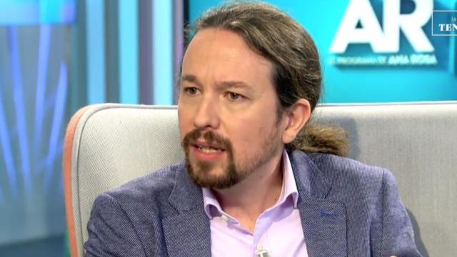 Pablo Iglesias durante su entrevista en Telecinco este jueves.