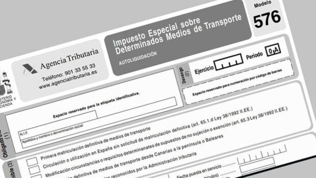 La hoja que permite obtener el impuesto de matriculación.