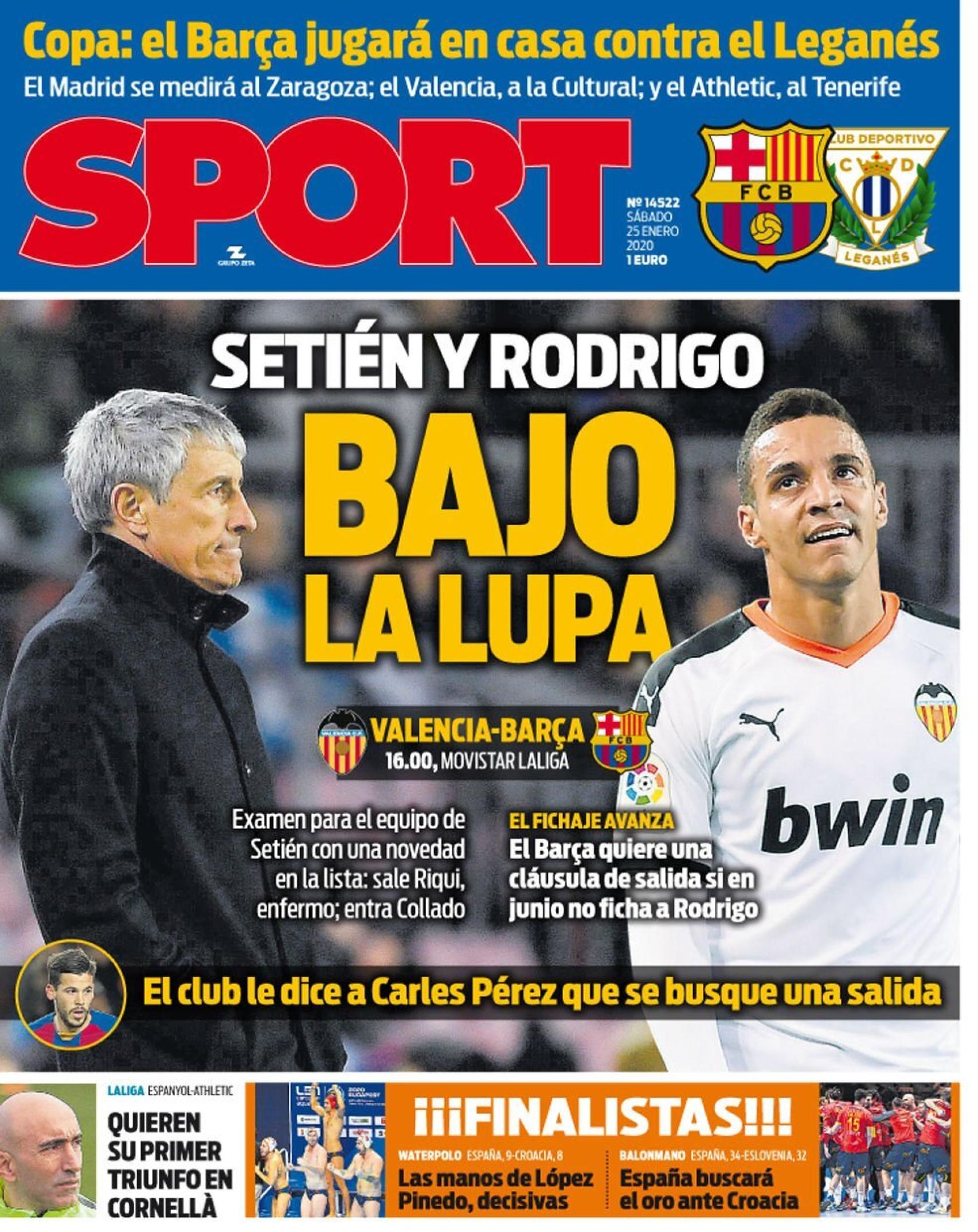 Portada Mundo Deportivo (25/01/2020)