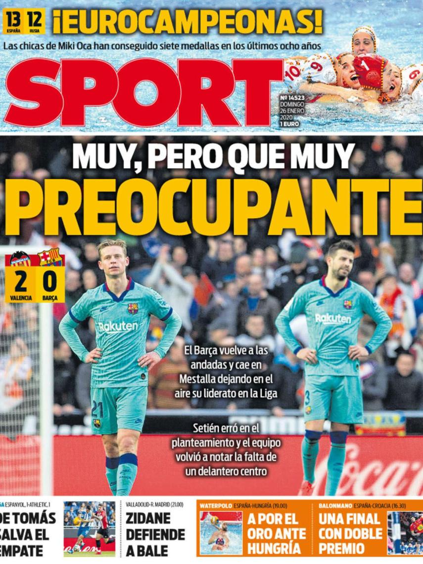 La portada del diario Sport (26/01/2019)