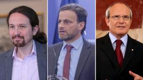 Pablo Iglesias, Jaume Asens y José Montilla.