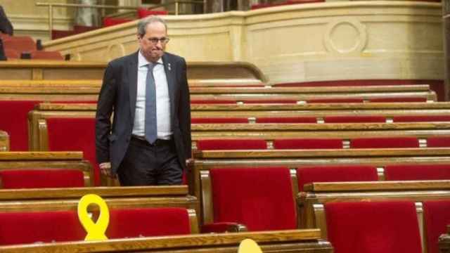 El presidente de la Generalitat, Quim Torra, en el Parlament de Cataluña.