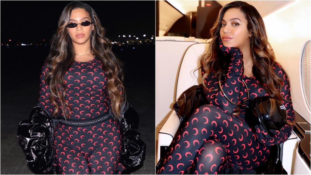 Beyoncé con un 'total look' de la firma Marine Serre.