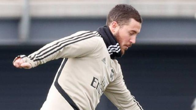 Eden Hazard, en un entrenamiento del Real Madrid