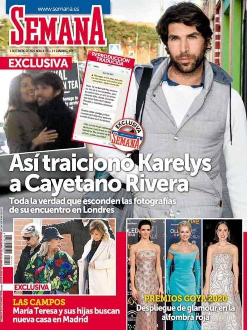 Revista 'Semana' de este miércoles donde se desvelan los mensajes de Karelys y el paparazzi.