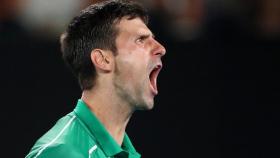 Djokovic, celebrando un punto en su partido ante Djokovic.