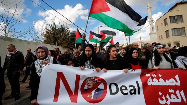 Manifestación propalestina en Israel contra el plan de paz de Trump.