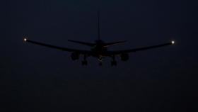 El avión de Air Canada aterrizando este lunes en Barajas