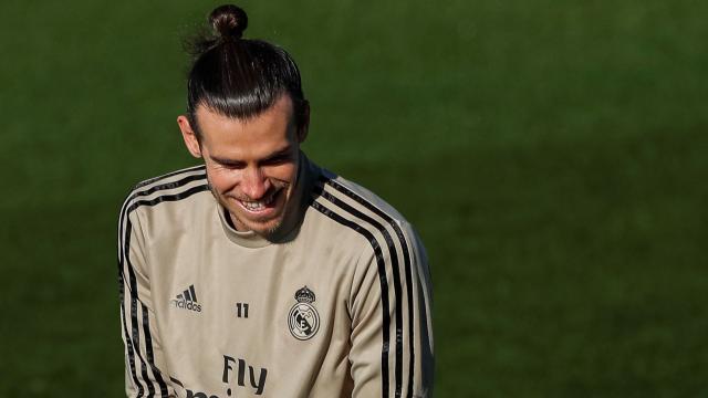 Gareth Bale, durante un entrenamiento del Real Madrid