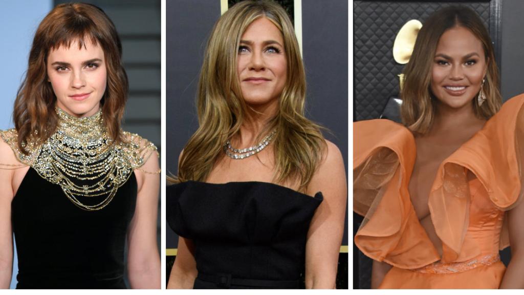 Emma Watson, Jennifer Aniston y Chrissy Teigen en montaje de JALEOS.