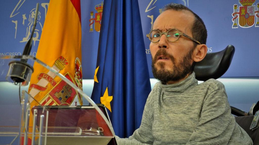 Pablo Echenique, portavoz de Unidas Podemos en el Congreso, en rueda de prensa.