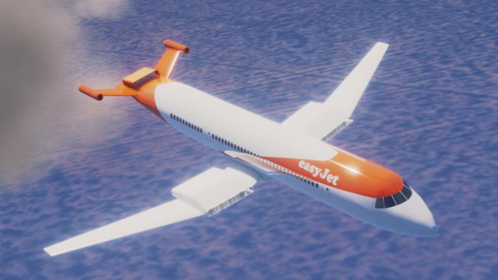 Imagen renderizada de un avión de EasyJet con los nuevos motores eléctricos Wright 1