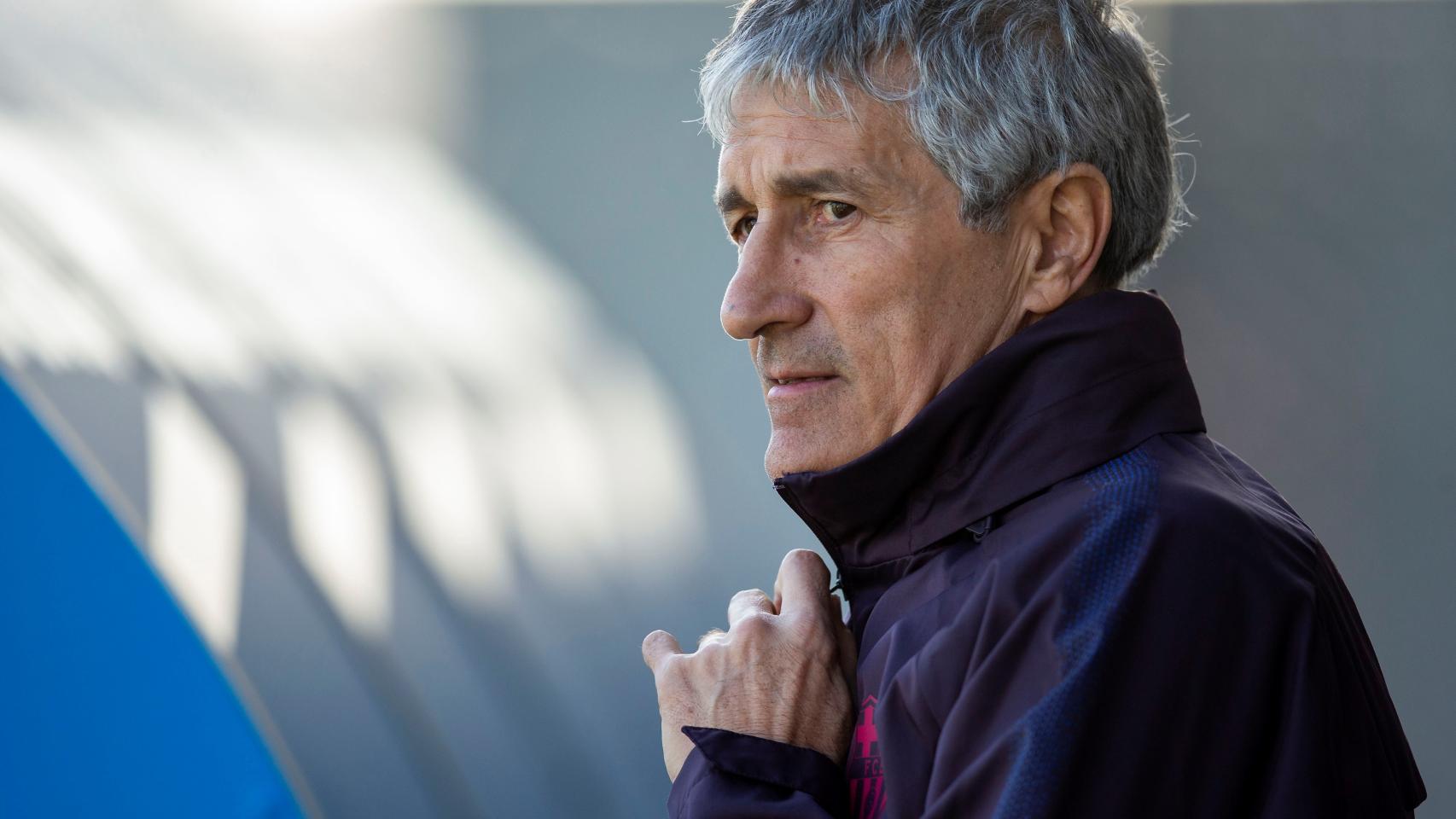 Quique Setién, durante un entrenamiento