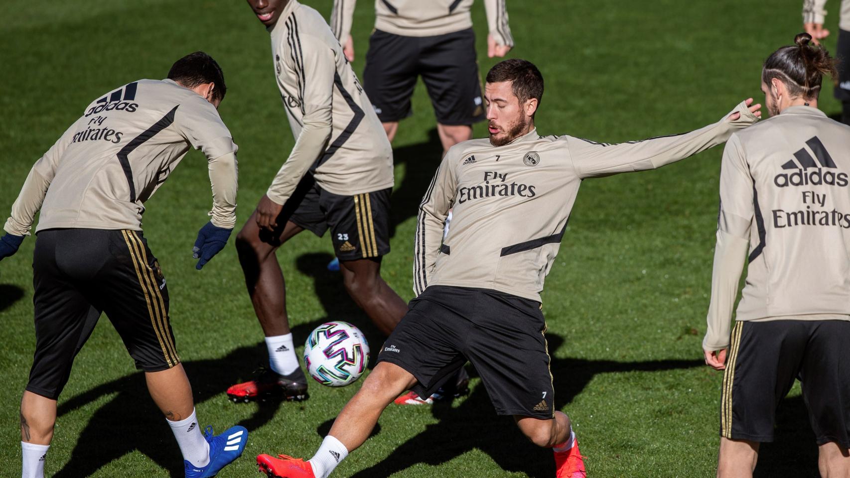 Eden Hazard, en el último entrenamiento antes del partido frente a la Real Sociedad