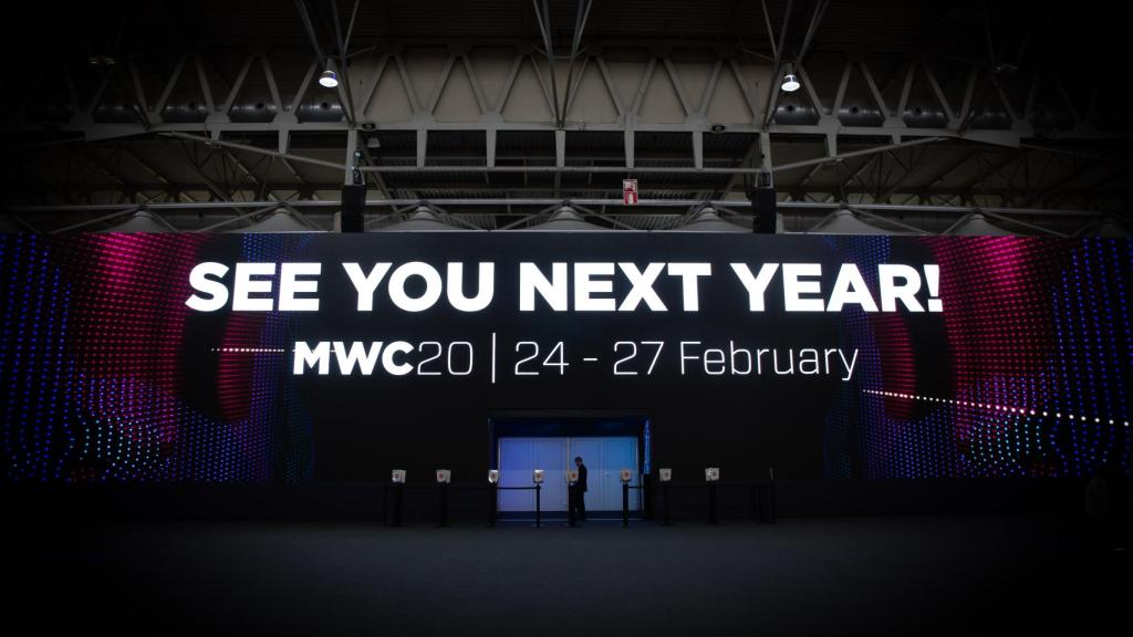 Detalle del cartel de despedida dl Mobile World Congress Barcelona - MWC 2019.