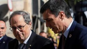 Quim Torra, con el lazo amarillo en la solapa de la chaqueta.