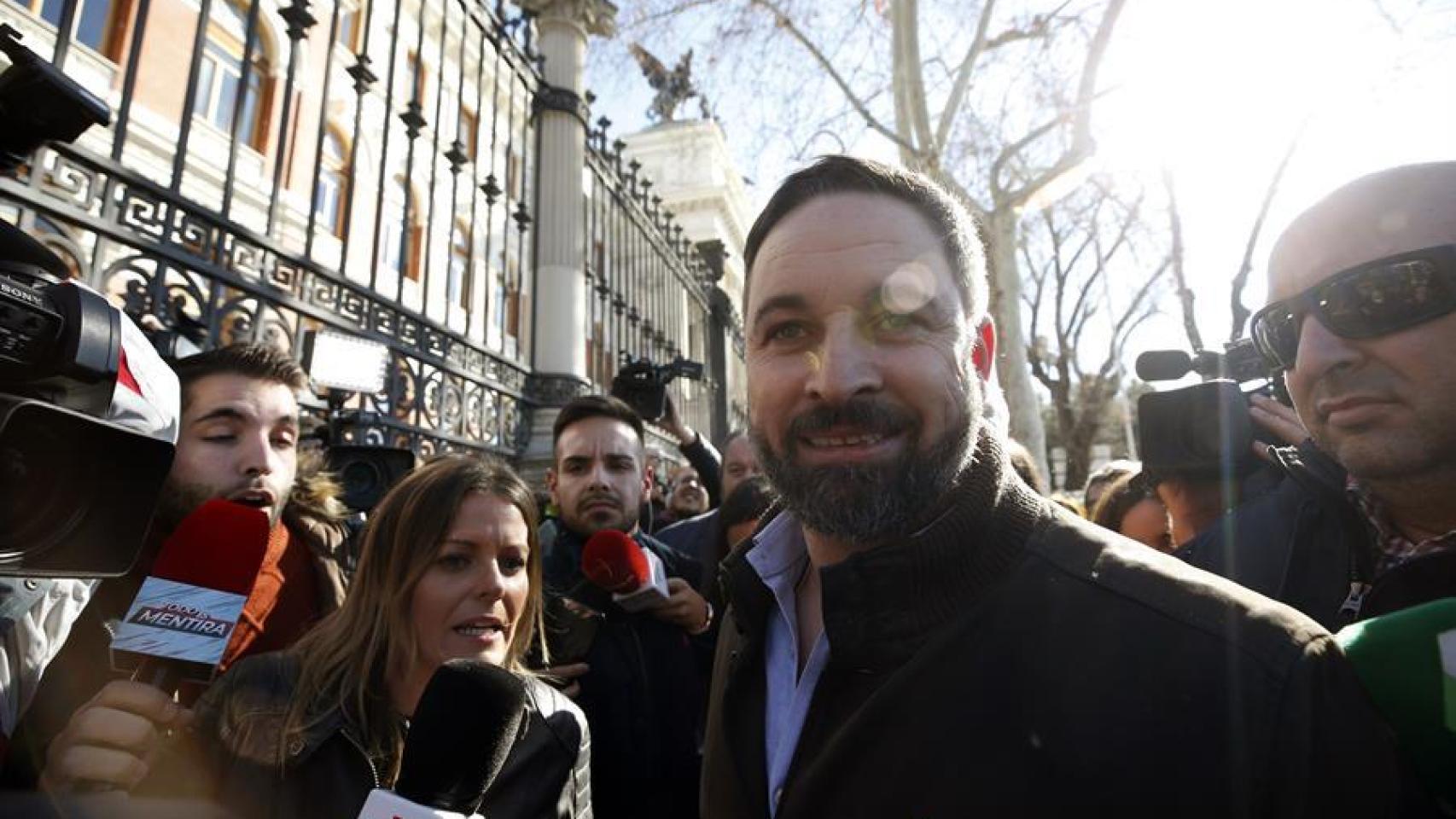 Abascal, durante la concentración de protesta de los agricultores y ganaderos.