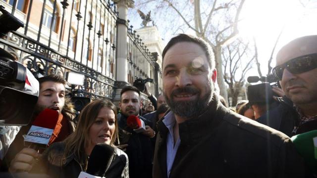 Abascal, durante la concentración de protesta de los agricultores y ganaderos.